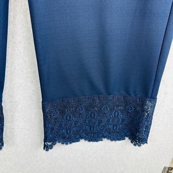 Isaac Mizrahi Live Womans 4XT Tall Plus Pants Pull On Wide Leg Blue Stretch Lace - Picture 5 of 10